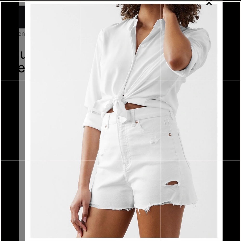 Express super high waisted white mom jean shorts